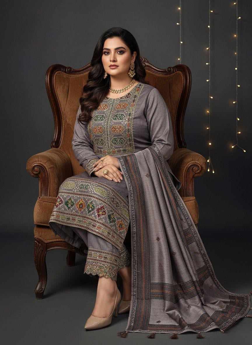 Staple Laboosi Premium Computer Zarri Embroidered 3Piece Dress