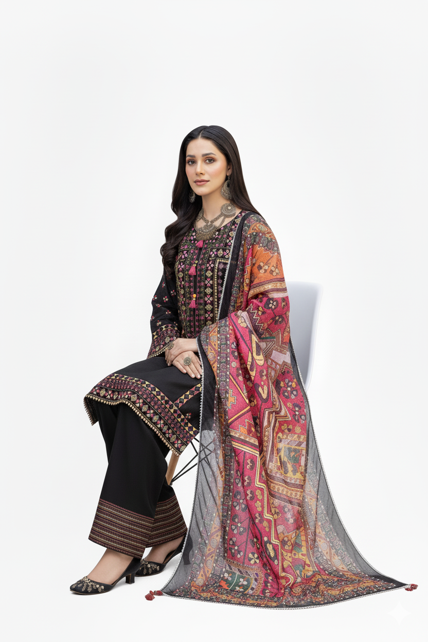 Midnight Heritage Embroidered 3PC