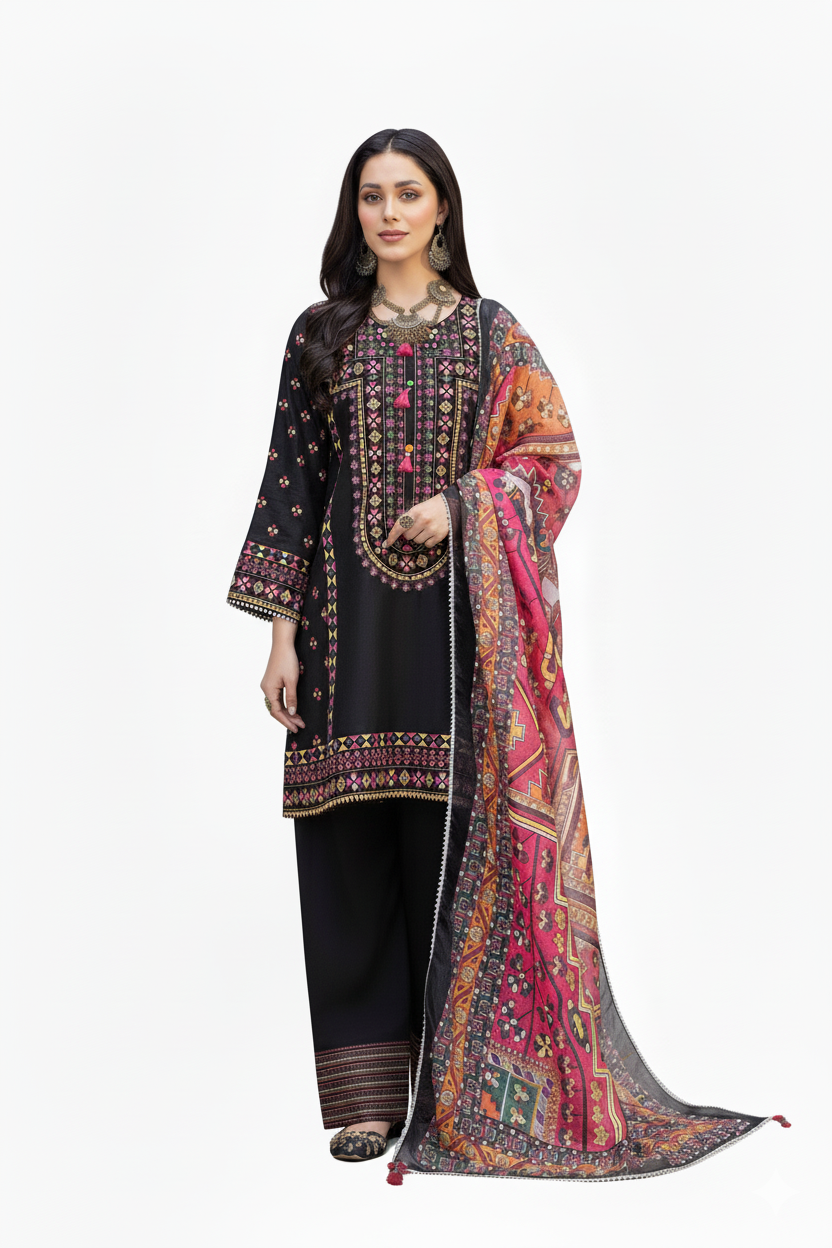 Midnight Heritage Embroidered 3PC