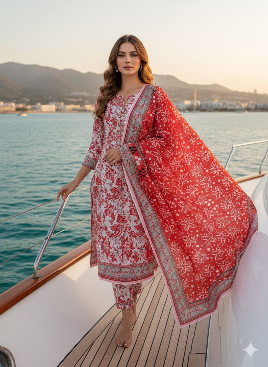 Soft Digital Printed Khaddar 3Piece Dress