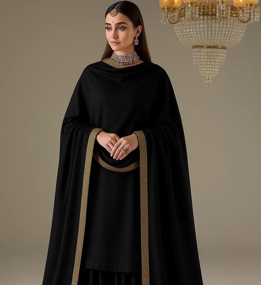 Soft Pashmina Wool & Zaari Border Shawl 3Piece Premium Winter Dress –