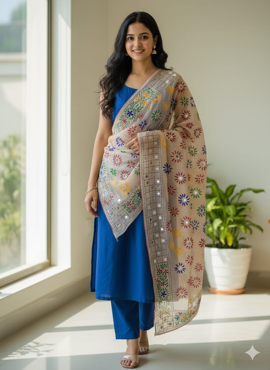 Phulkari Indian Dupatta – Paper Cotton, 2.5 Yard