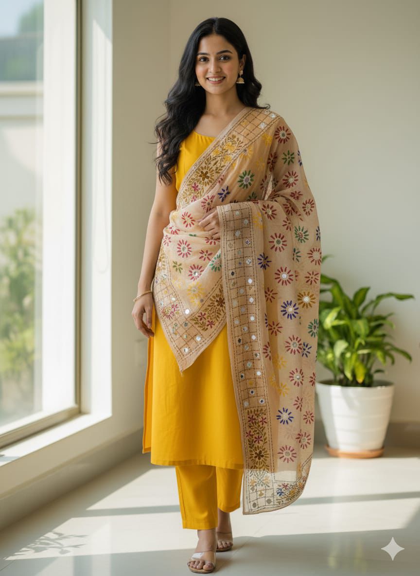 Phulkari Indian Dupatta – Paper Cotton, 2.5 Yard