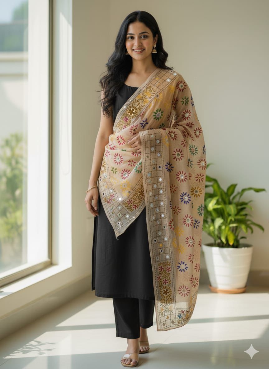 Phulkari Indian Dupatta – Paper Cotton, 2.5 Yard