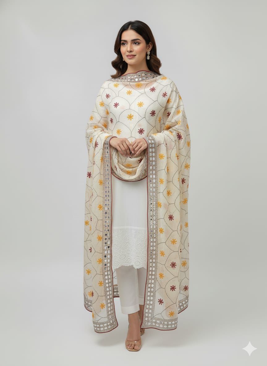 Phulkari Indian Dupatta – Paper Cotton, 2.5 Yard