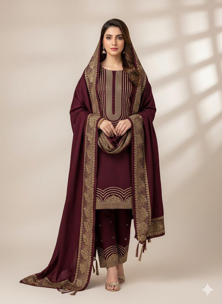 Sussi Fabric Sitara Work Gala Daman With Shawl 3Piece Dress