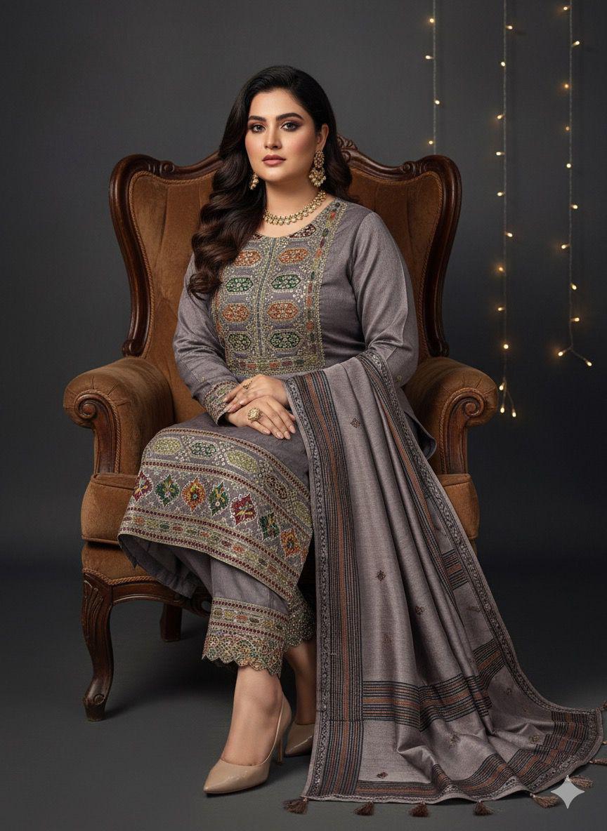 Staple Laboosi Premium Computer Zarri Embroidered 3Piece Dress