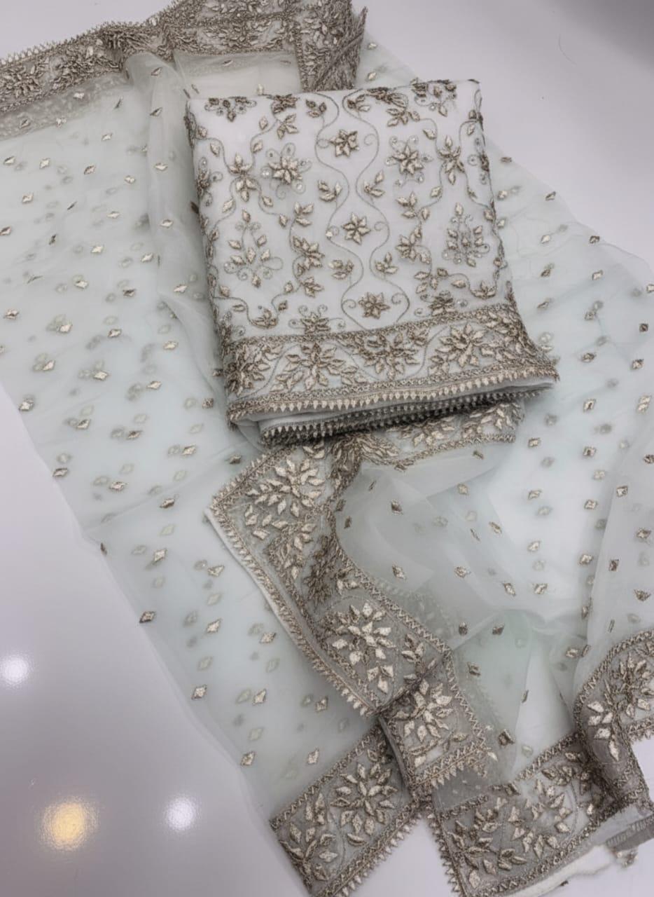 Handmade Boutique Gotta Pati Jaal Suit – Pure Soft Organza (Shirt & Dupatta)