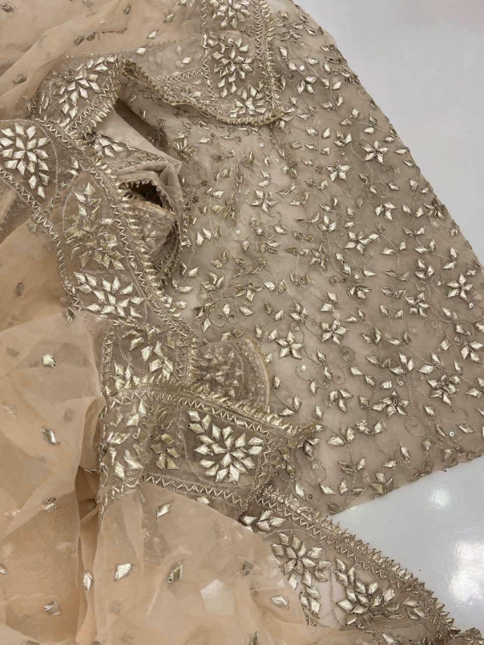 Handmade Boutique Gotta Pati Jaal Suit – Pure Soft Organza (Shirt & Dupatta)