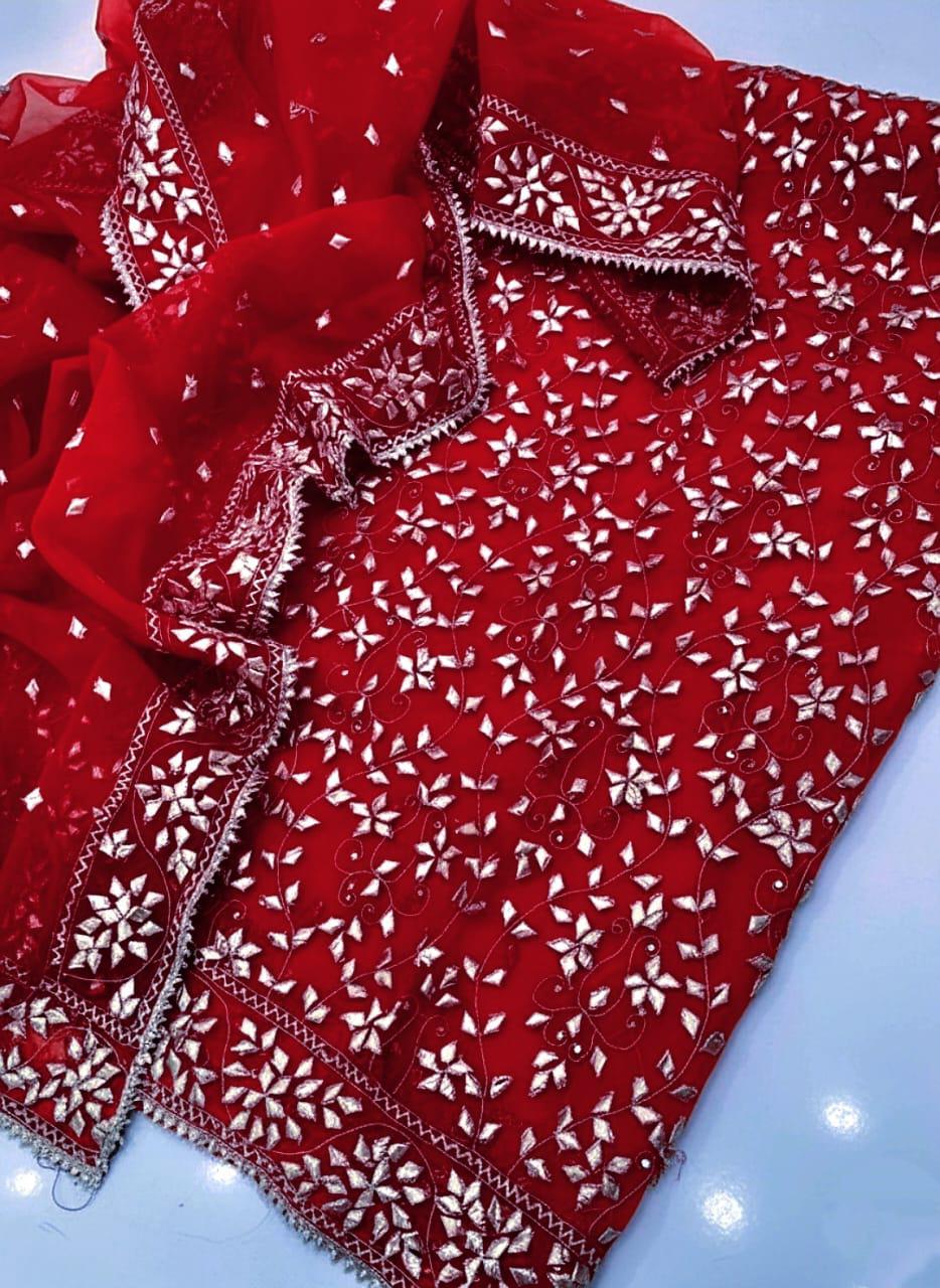 Handmade Boutique Gotta Pati Jaal Suit – Pure Soft Organza (Shirt & Dupatta)